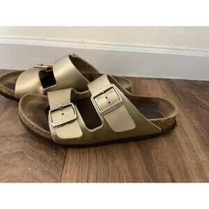 Birkenstock Arizona Rose Gold Metallic Double Strap Comfort Sandals Size 39